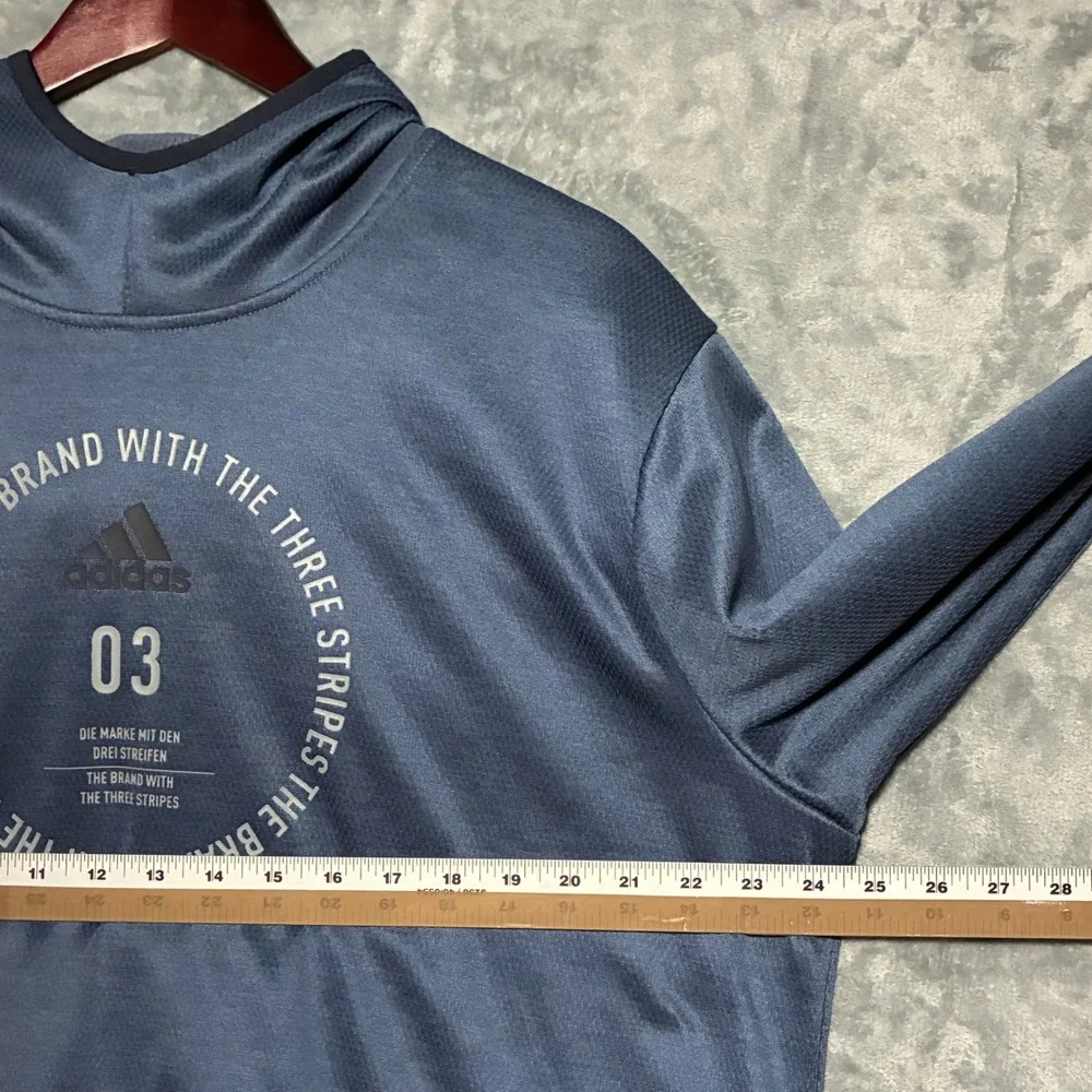 Adidas Team Issue Badge of Sport‎ Tech Ink Graphic Pullover Hoodie Mens XL Blue